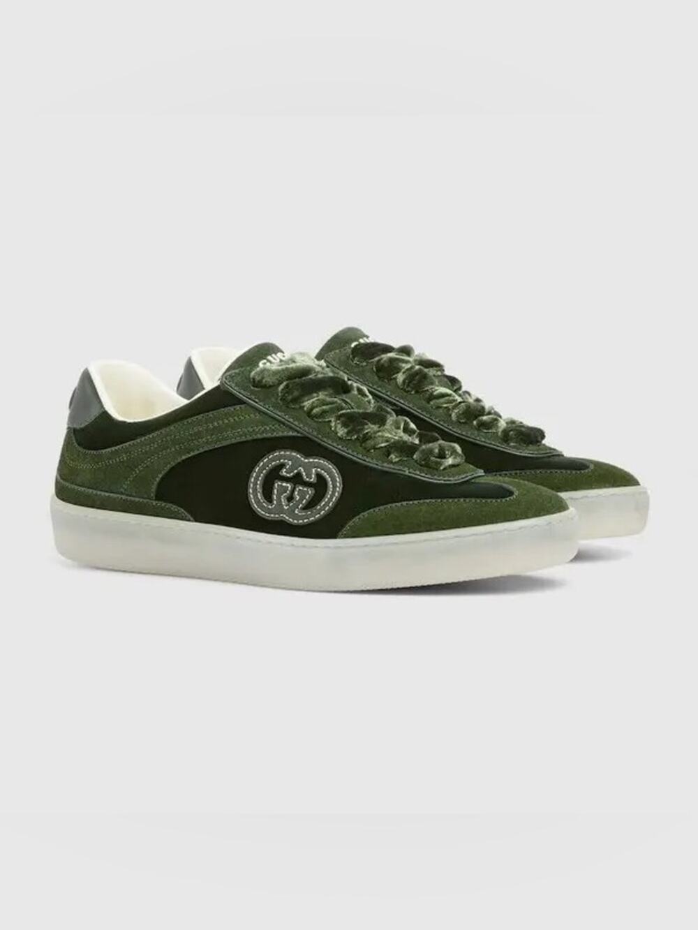 Gucci women’s Green Velvet Low-Top Sneakers 37.5